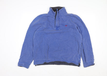 Mens UK Size L Crew Clothing Company Blue Henley Sweatshirt