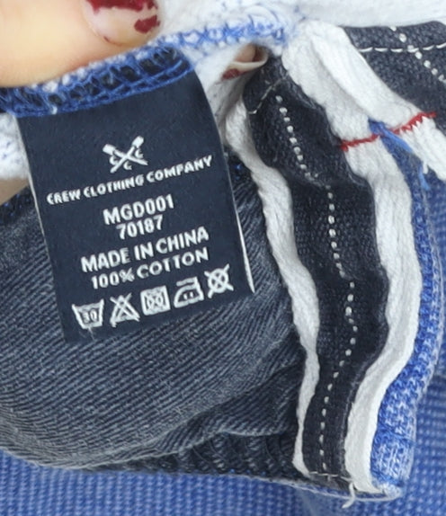 Mens UK Size L Crew Clothing Company Blue Henley Sweatshirt