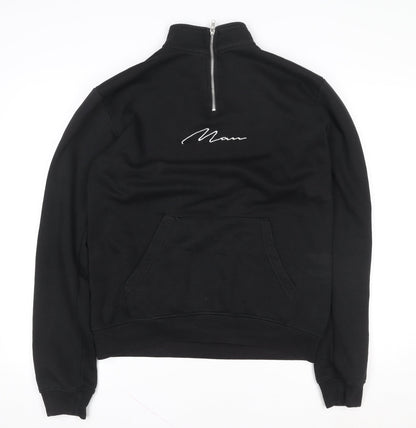 Mens UK Size M boohooMAN Black Henley Sweatshirt