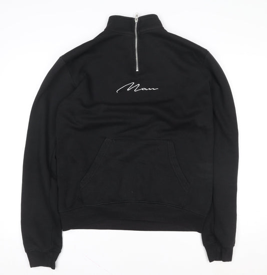 Mens UK Size M boohooMAN Black Henley Sweatshirt