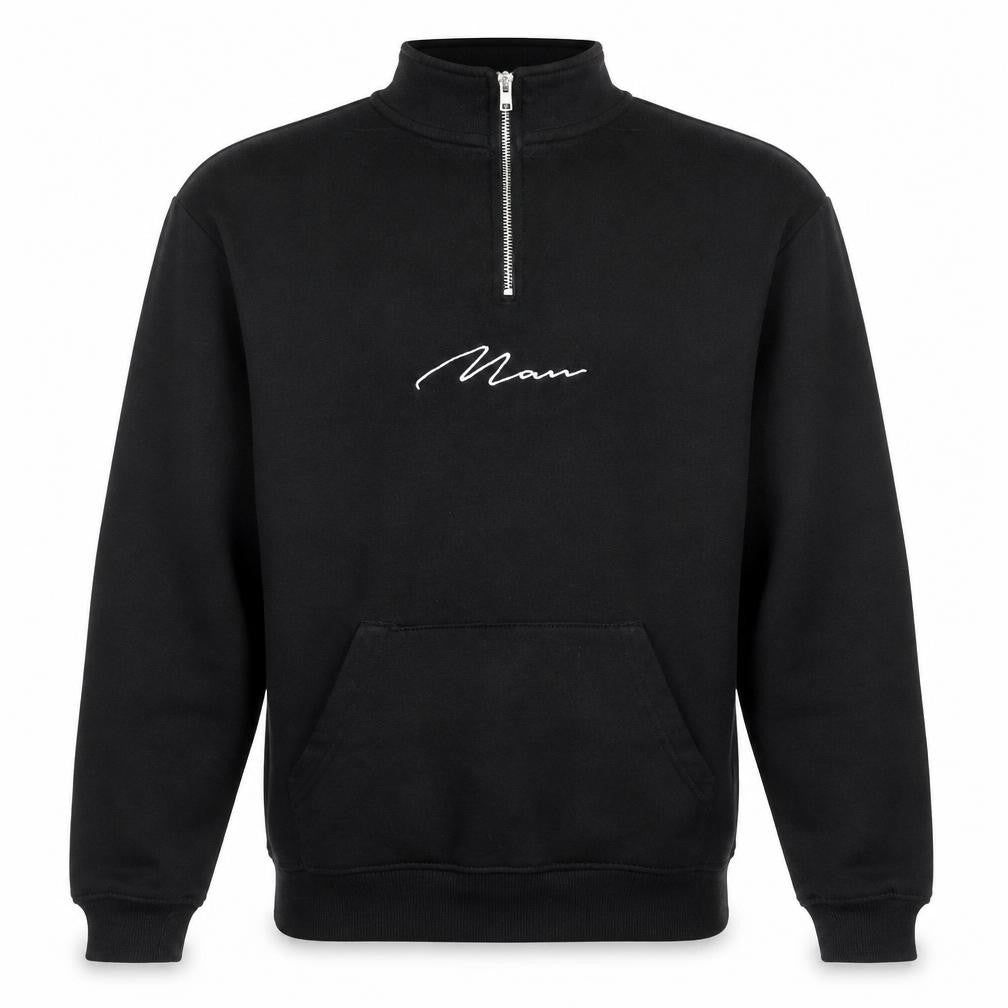 Mens UK Size M boohooMAN Black Henley Sweatshirt