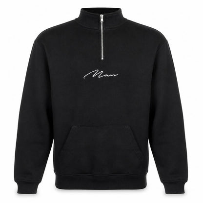 Mens UK Size M boohooMAN Black Henley Sweatshirt