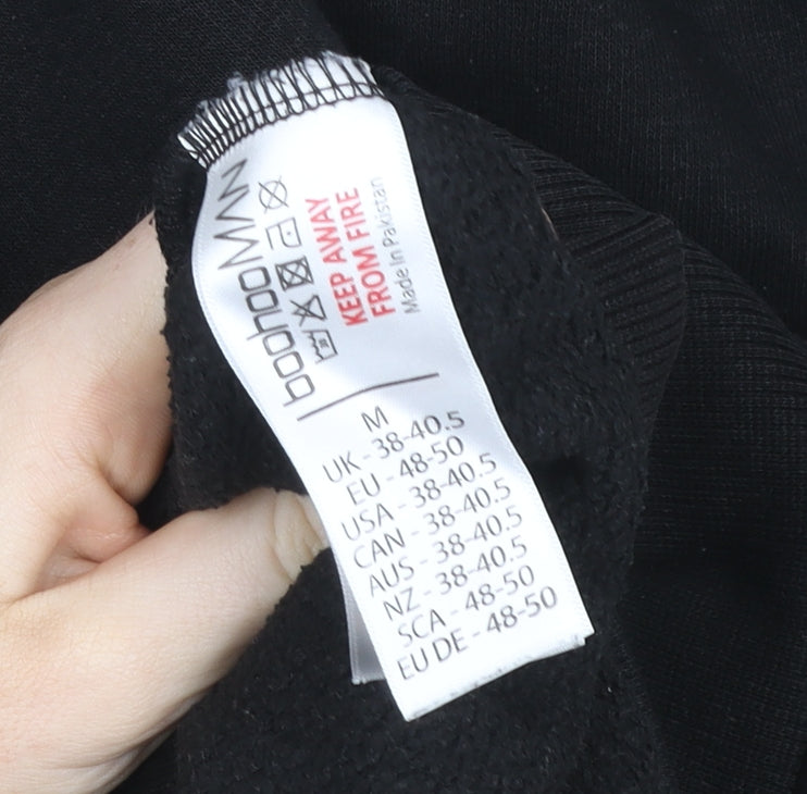 Mens UK Size M boohooMAN Black Henley Sweatshirt