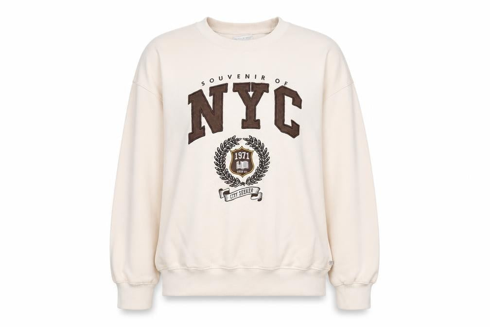 Teens UK Size M Pull&Bear Beige Pullover Sweatshirt