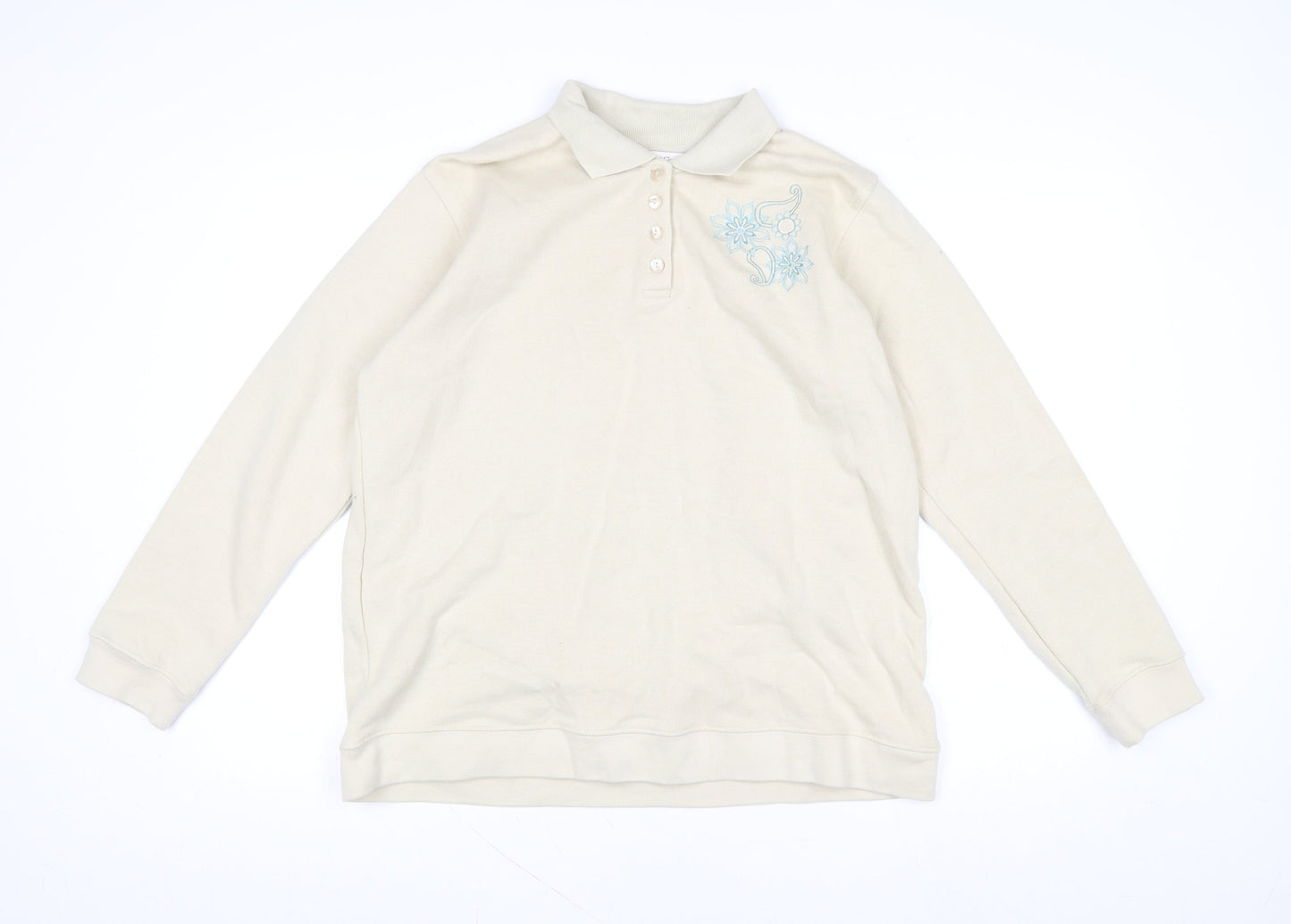 Womens UK Size L EWM Pure Classics Beige Henley Sweatshirt