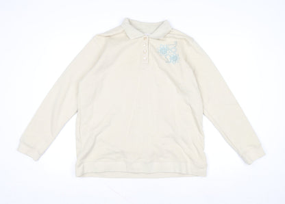 Womens UK Size L EWM Pure Classics Beige Henley Sweatshirt