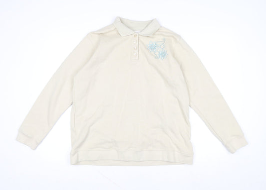 Womens UK Size L EWM Pure Classics Beige Henley Sweatshirt
