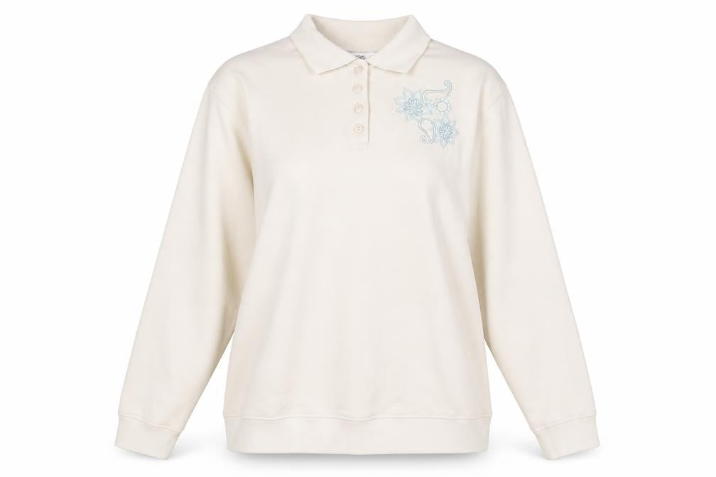 Womens UK Size L EWM Pure Classics Beige Henley Sweatshirt