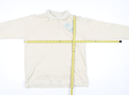 Womens UK Size L EWM Pure Classics Beige Henley Sweatshirt