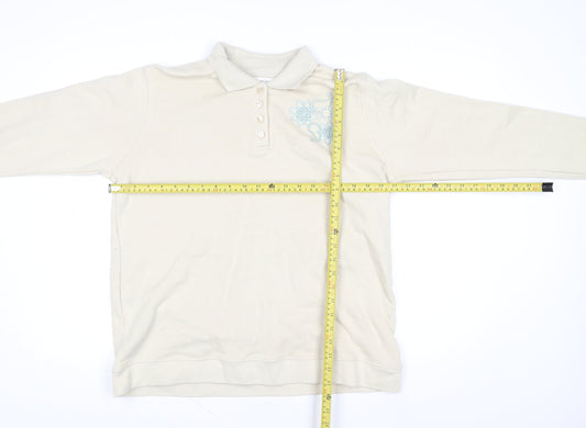 Womens UK Size L EWM Pure Classics Beige Henley Sweatshirt