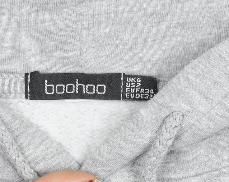 Womens UK Size 6 Boohoo Grey Pullover Hoodie