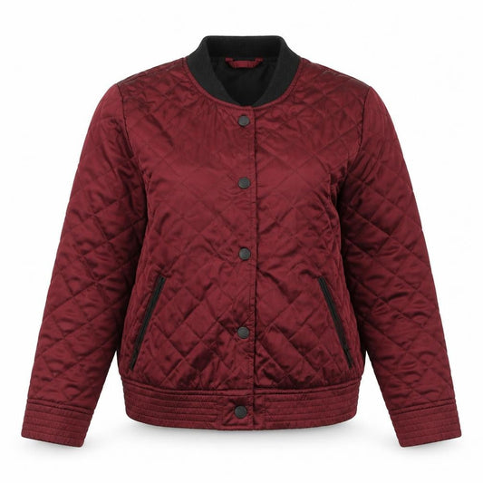 Hollister Women's Red Quilted Bomber Jacket Size M