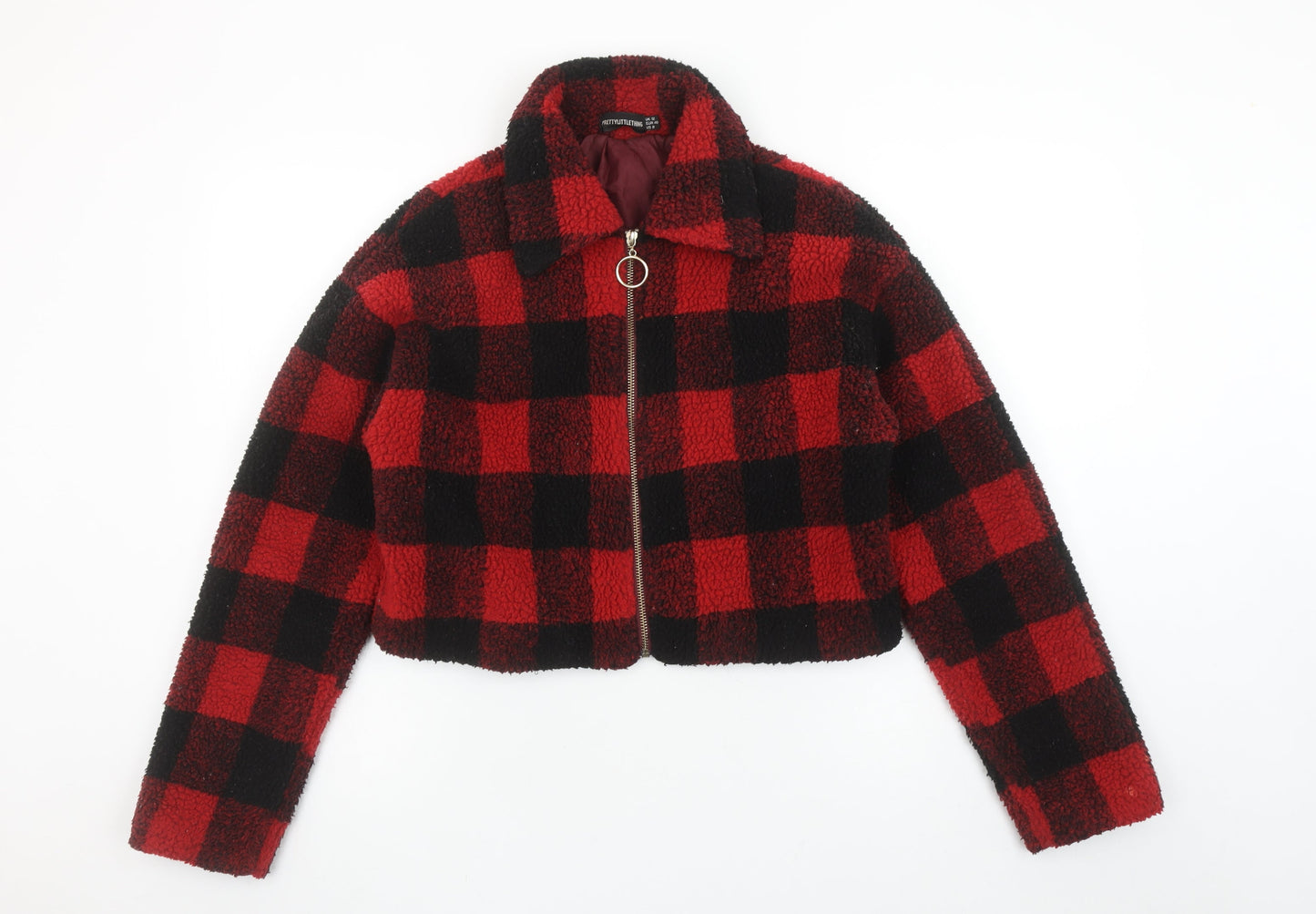 Womens UK Size 12 PRETTYLITTLETHING Red Bomber Jacket