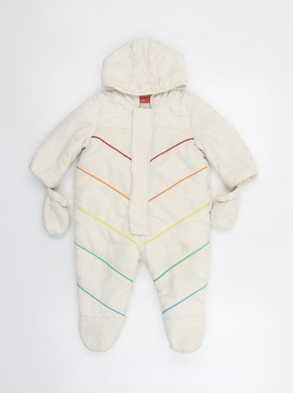Little Bird Unisex Baby Ivory Rainbow Quilted Snowsuit 6-9 Months Hooded