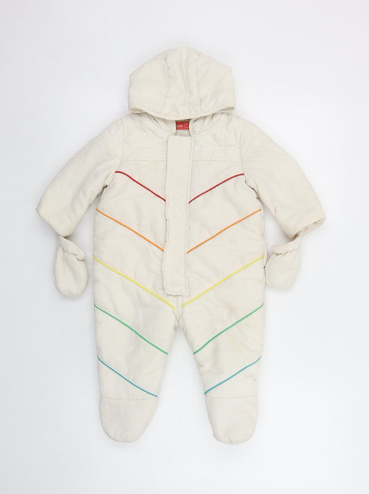 Little Bird Unisex Baby Ivory Rainbow Quilted Snowsuit 6-9 Months Hooded