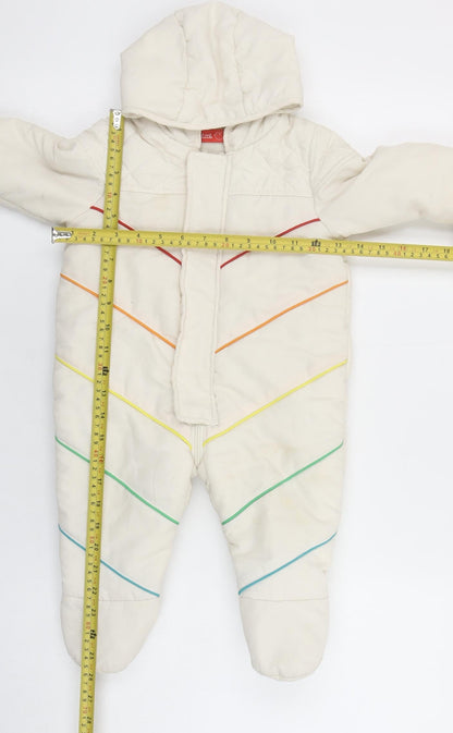 Little Bird Unisex Baby Ivory Rainbow Quilted Snowsuit 6-9 Months Hooded