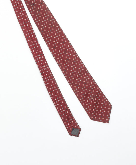 J. Ploenes Men's Red Geometric 100% Silk Tie – Elegant Patterned Accessory
