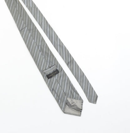 Corneliani Men Grey Striped Silk Designer Tie One Size