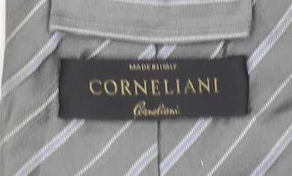 Corneliani Men Grey Striped Silk Designer Tie One Size