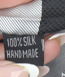 Hugo Boss Men Black and Silver Striped Silk Slim Tie Handmade One Size