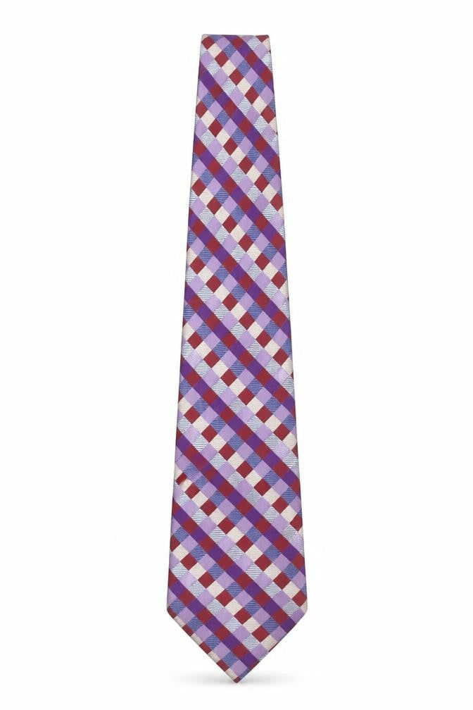 Mens Balmain Multicoloured Plaids & Checks 100% Silk Designer Tie