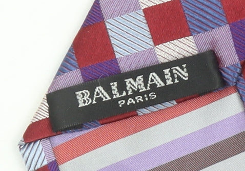 Balmain Paris Men's Multicoloured Silk Plaid Designer Tie One Size