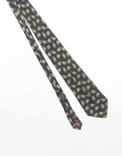 Marks and Spencer St Michael Men's Navy Gold Silk Paisley Tie