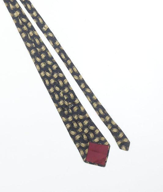 Marks and Spencer St Michael Men's Navy Gold Silk Paisley Tie