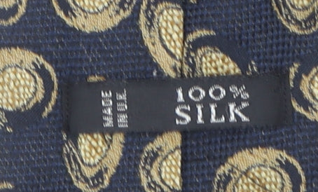 Marks and Spencer St Michael Men's Navy Gold Silk Paisley Tie