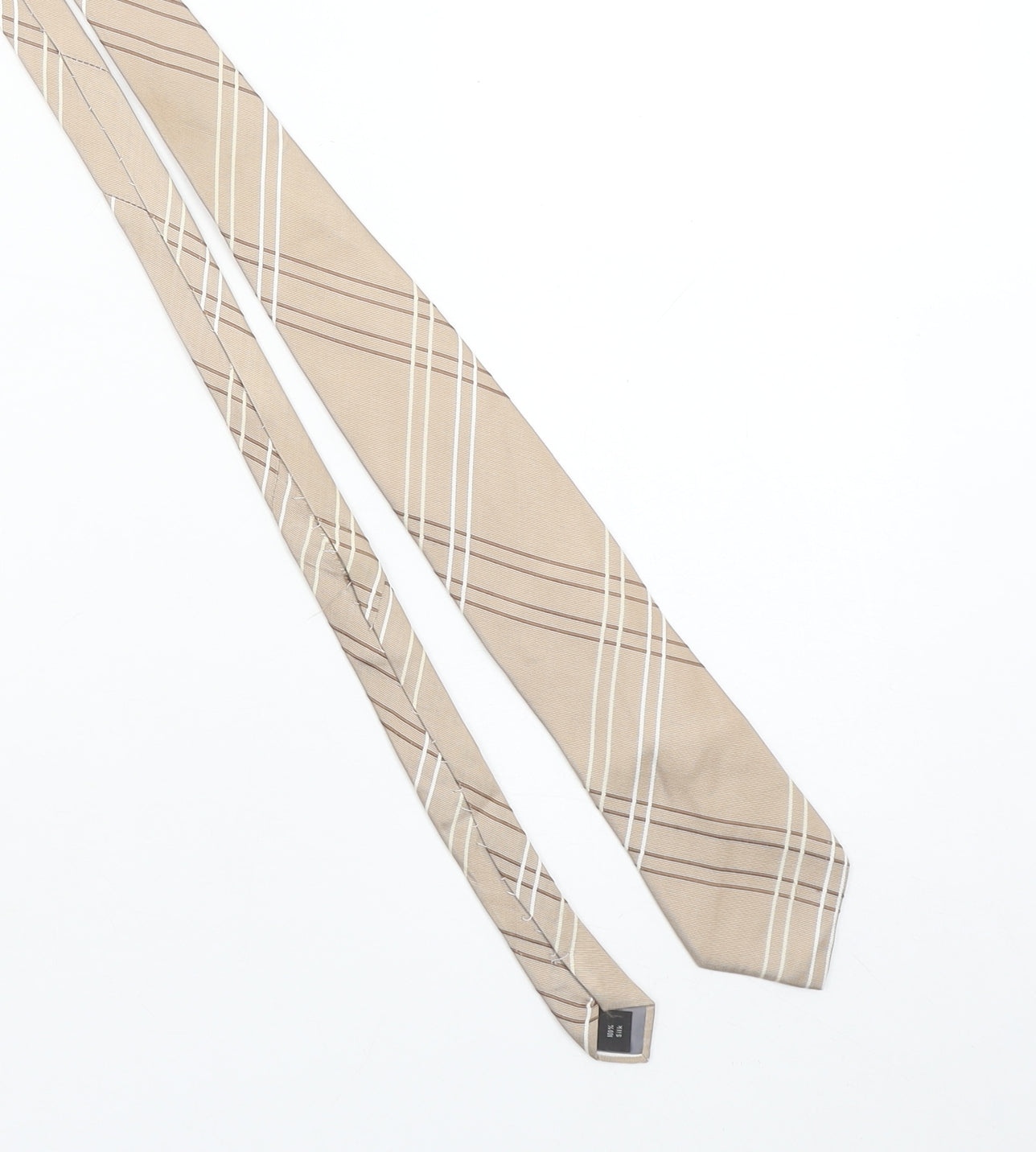 Taylor & Wright Men's Beige Striped Silk Tie - One Size