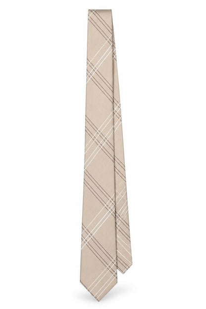 Mens Taylor & Wright Beige Striped 100% Silk Slim Tie