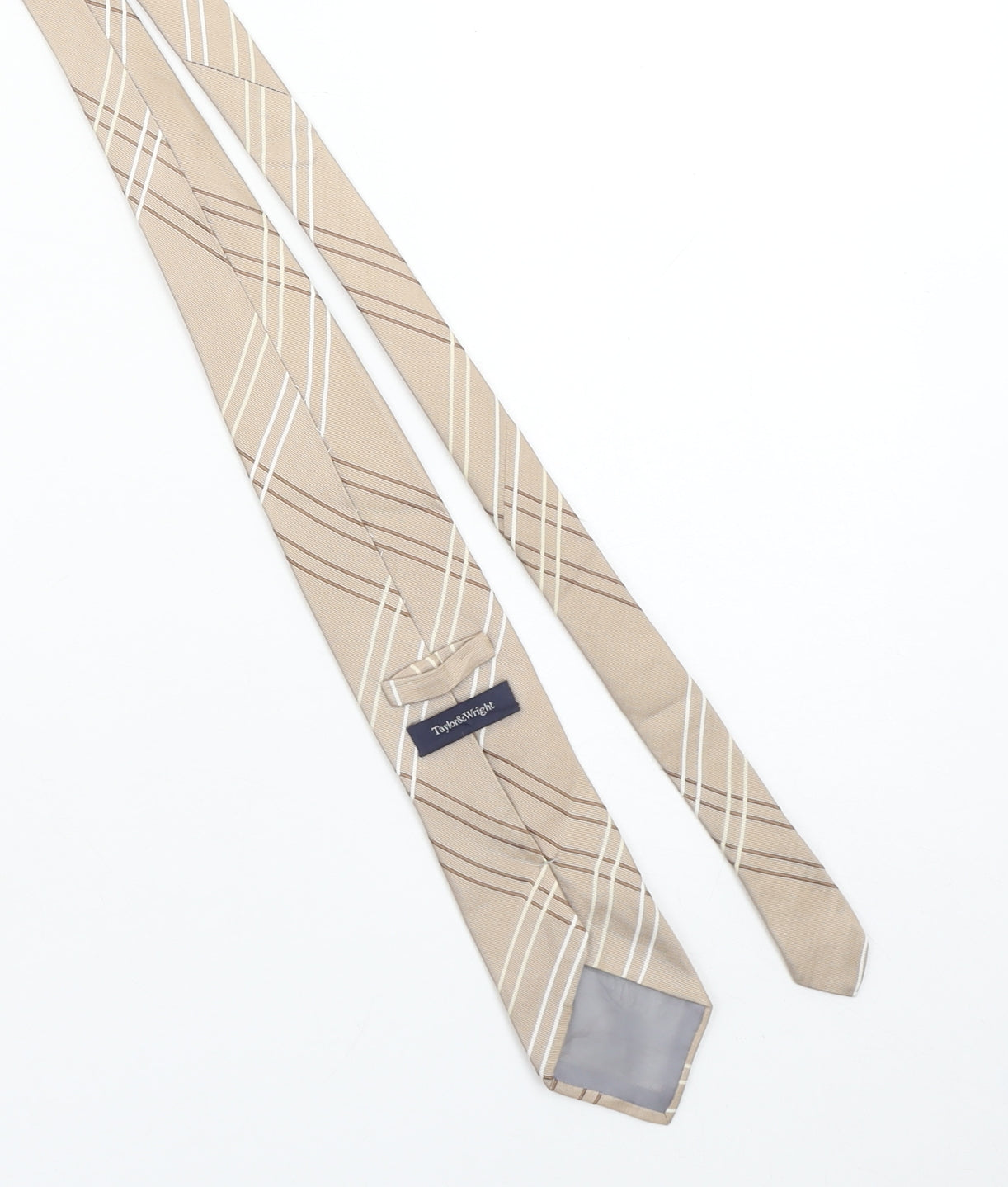 Taylor & Wright Men's Beige Striped Silk Tie - One Size