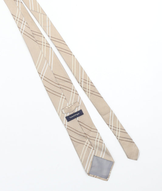 Taylor & Wright Men's Beige Striped Silk Tie - One Size