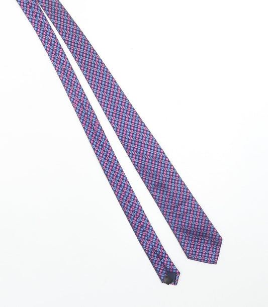 Austin Reed Men's Blue Geometric Slim Silk Tie 100% Silk