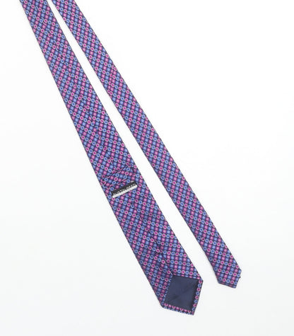 Austin Reed Men's Blue Geometric Slim Silk Tie 100% Silk