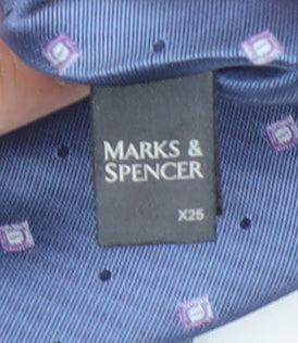 Marks and Spencer Men’s Blue Italian Fine Silk Patterned Tie