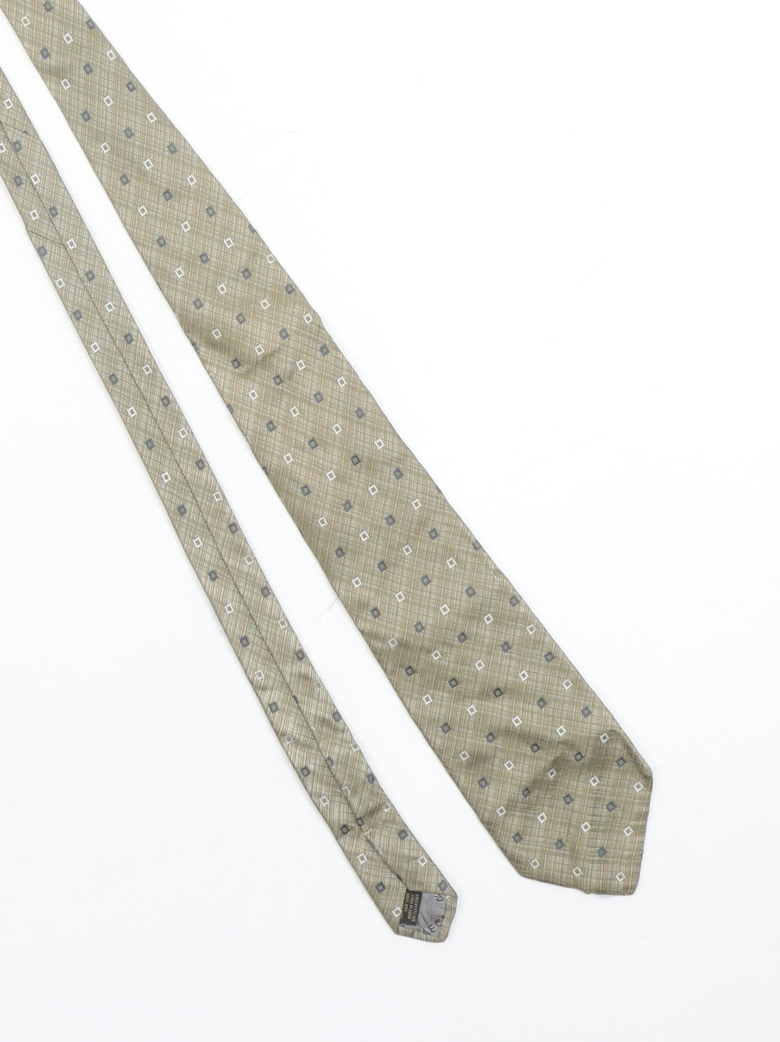 Mens Jaeger Beige Geometric 100% Silk Designer Tie