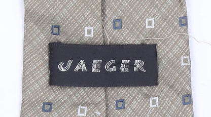 Mens Jaeger Beige Geometric 100% Silk Designer Tie