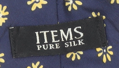 ITEMS Men's Blue Pure Silk Floral Tie