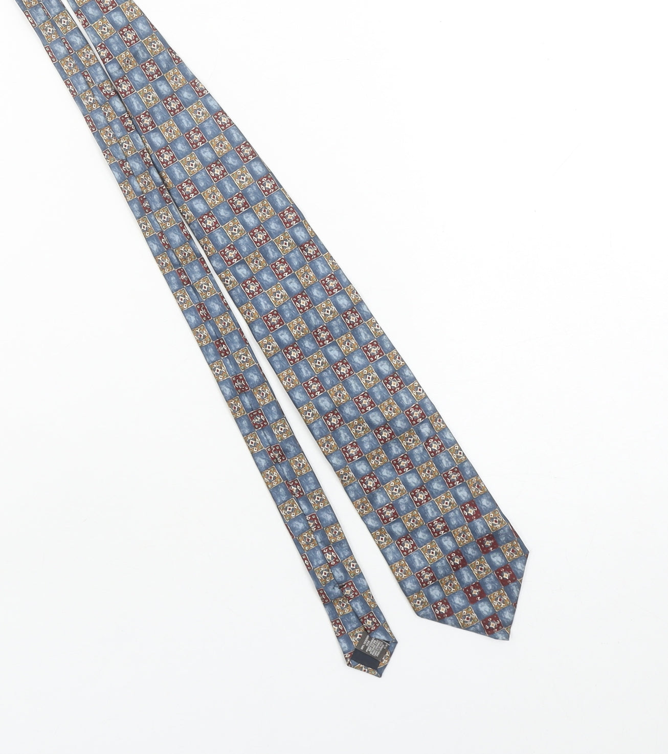 Marks and Spencer Men's Blue Geometric Silk Tie