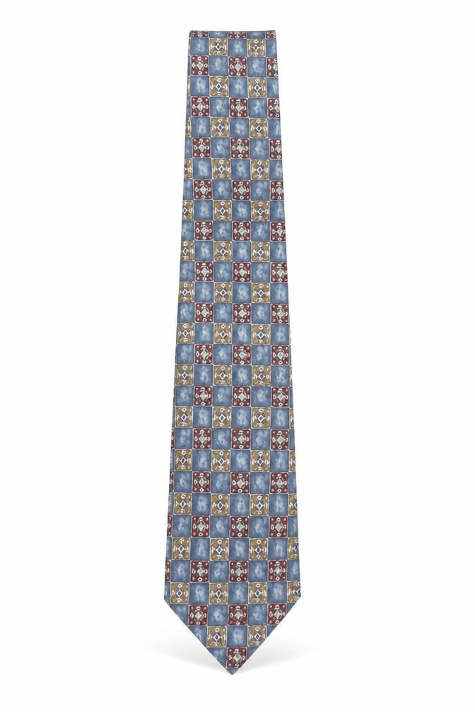 Mens Marks and Spencer Blue Geometric 100% Silk Pointed Tie