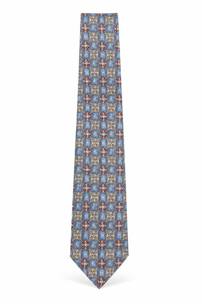 Mens Marks and Spencer Blue Geometric 100% Silk Pointed Tie