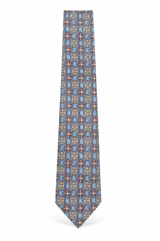 Mens Marks and Spencer Blue Geometric 100% Silk Pointed Tie