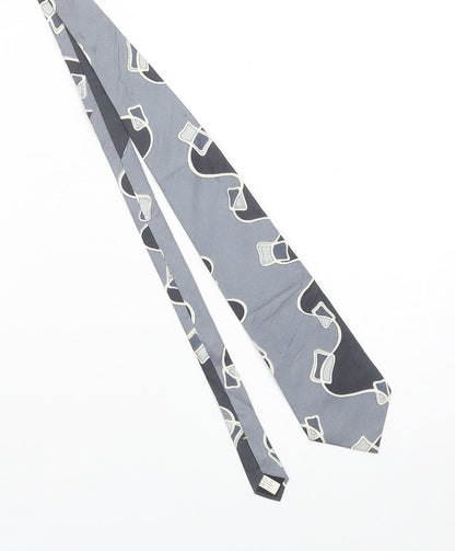 Oscar de la Renta Mens Grey Silk Designer Tie Couture Collection