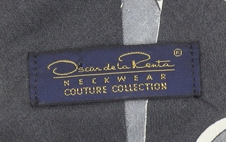 Oscar de la Renta Mens Grey Silk Designer Tie Couture Collection