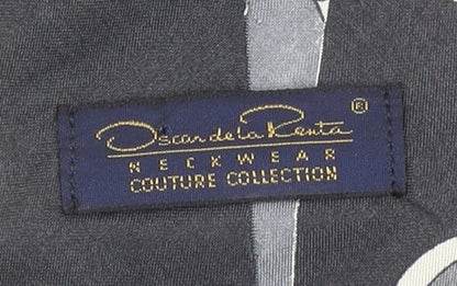 Oscar de la Renta Mens Grey Silk Designer Tie Couture Collection