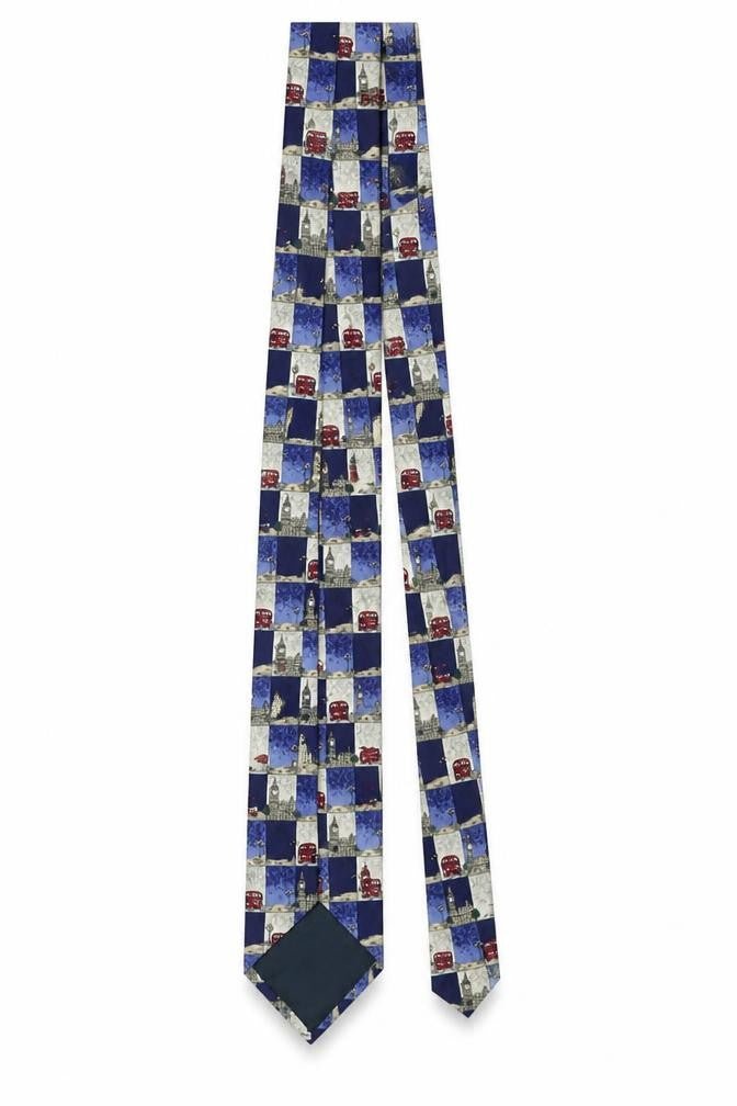 Mens Marks and Spencer Blue Plaids & Checks 100% Silk Designer Tie
