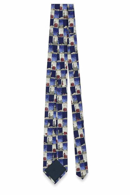 Mens Marks and Spencer Blue Plaids & Checks 100% Silk Designer Tie