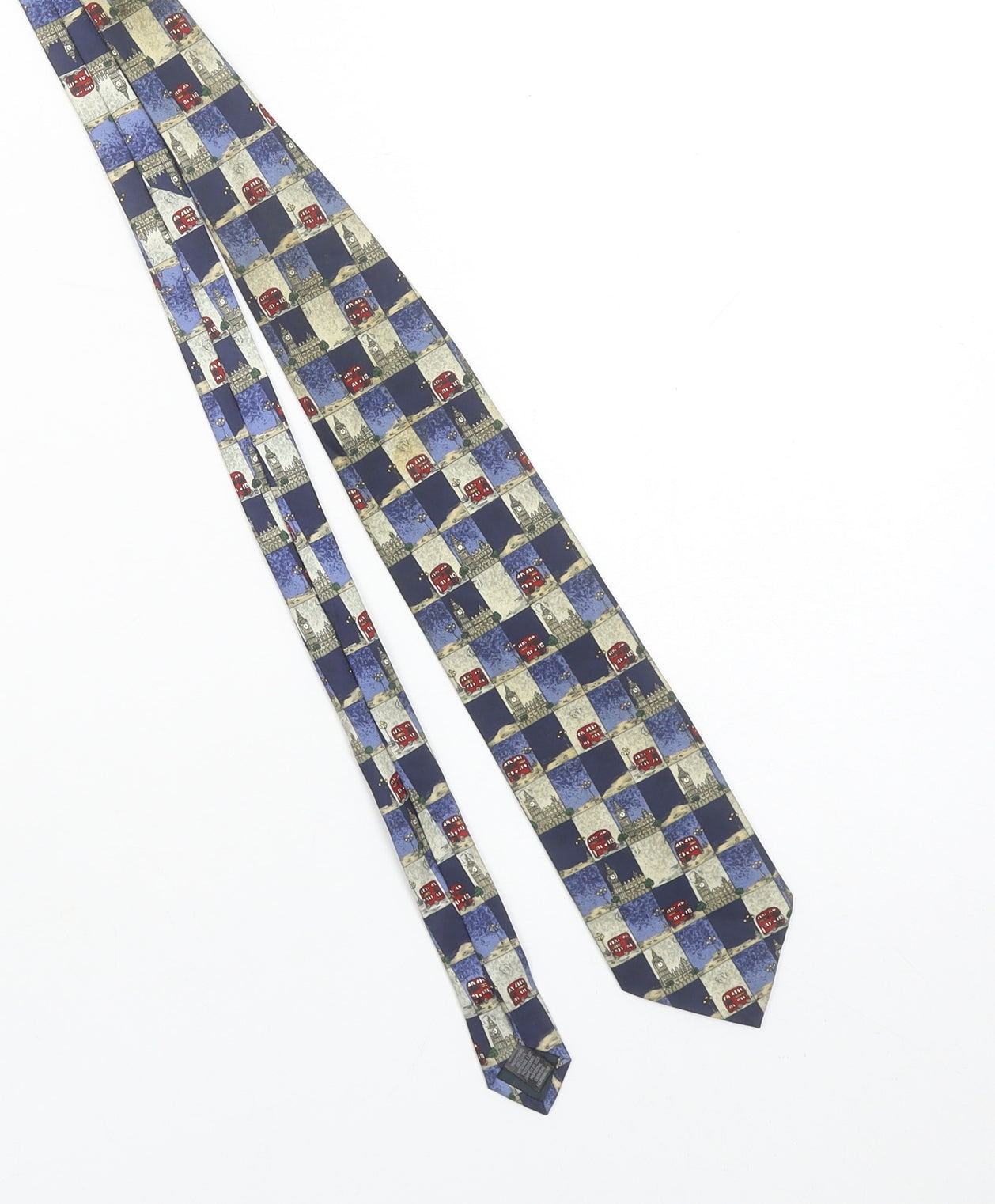 Marks and Spencer Men Blue Silk London Theme Pattern Tie 176cm