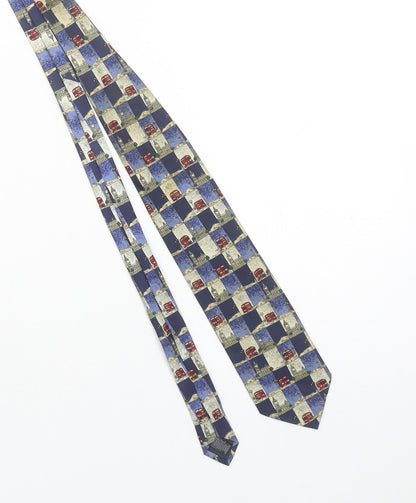 Marks and Spencer Men Blue Silk London Theme Pattern Tie 176cm